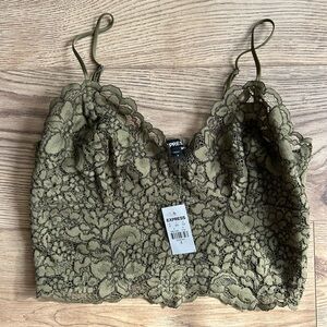 Express Olive Green Lace Bralette